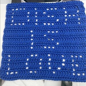 Crochet washcloth with saying